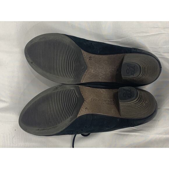 PAUL GREEN Kelsey Nubuck Wingtip Oxford Ankle Booties Pumps Chunky Heels 8 Black - Picture 7 of 14